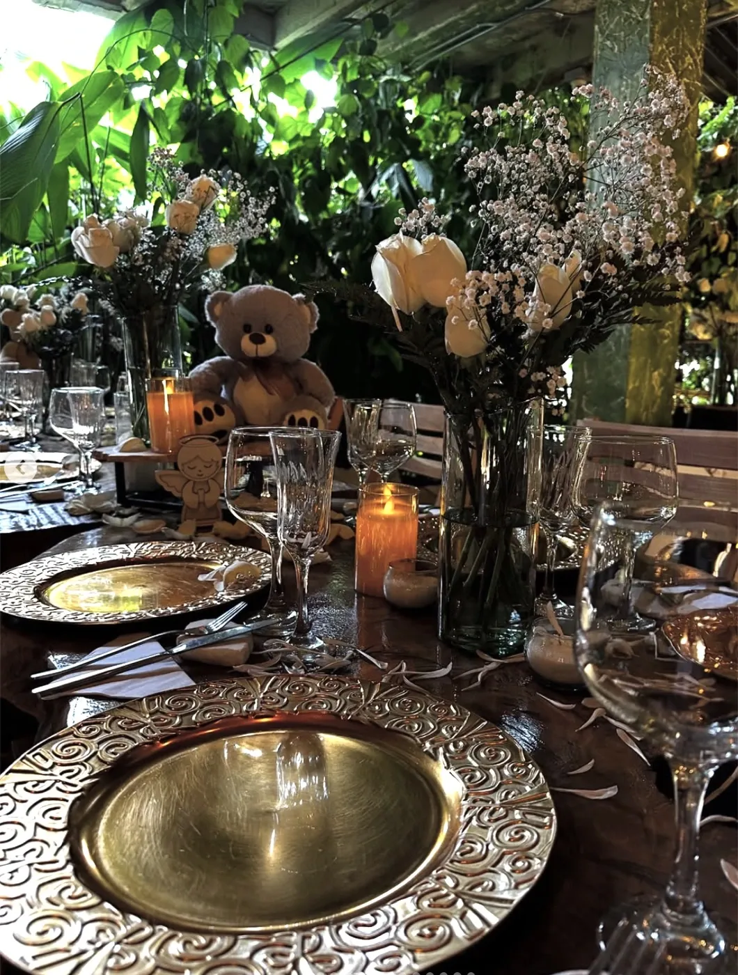Mesa decorada para un bautizo en Le Parché