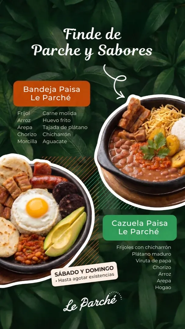 Finde de parche y sabores — bandeja y cazuela paisa